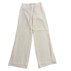 NOT FOR SALE Ann Mashburn Pants Ivory Silk Wide Leg High Rise Side Zip Size
